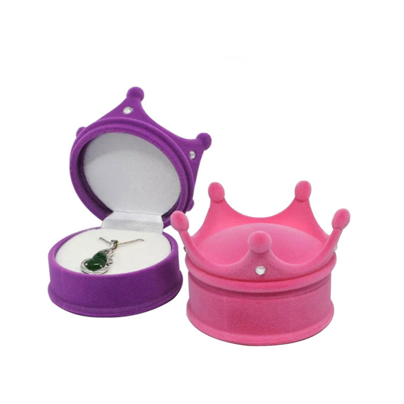 Factory Price Unique Crown Shape Velvet Ring Jewelry Box