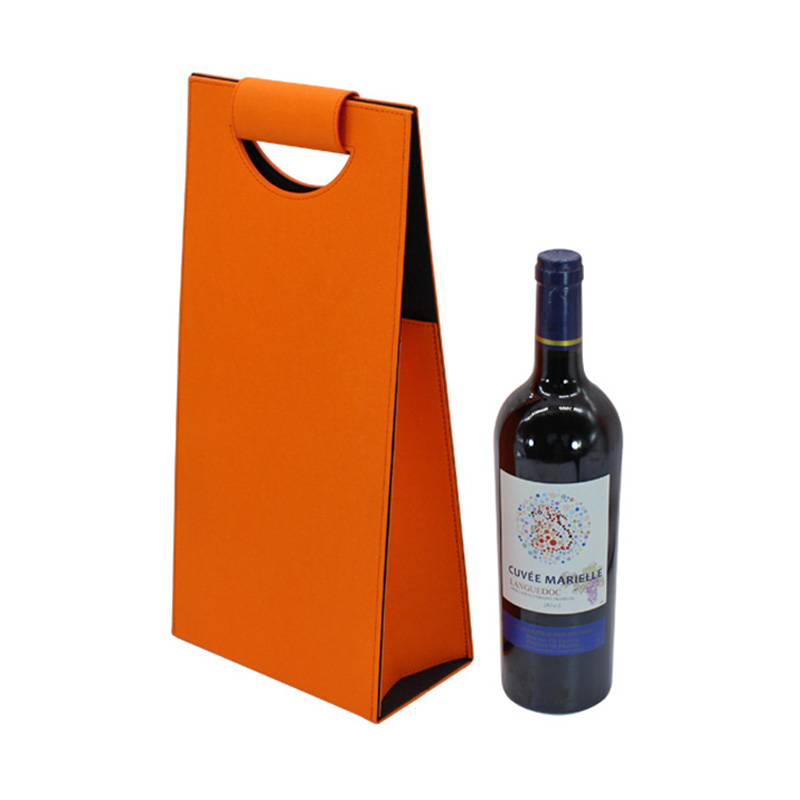 Custom Reticule/Handle Leather Storage Two Bottle Wine Gift Bag
