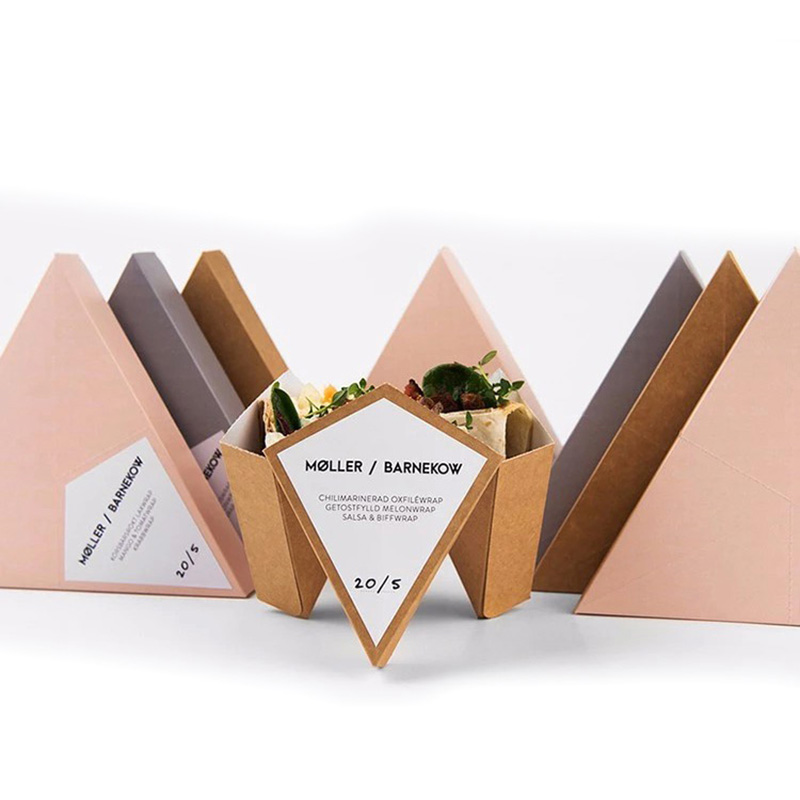 Disposable Eco Friendly Triangle Cheap Kraft Paper Box