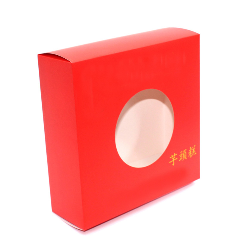 High Quality With Window Festival Red Paper Cookie Gift Box