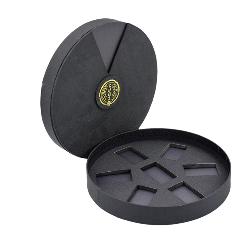 Luxury Round Shape Black Cardboard Storage Tea Packaging Box