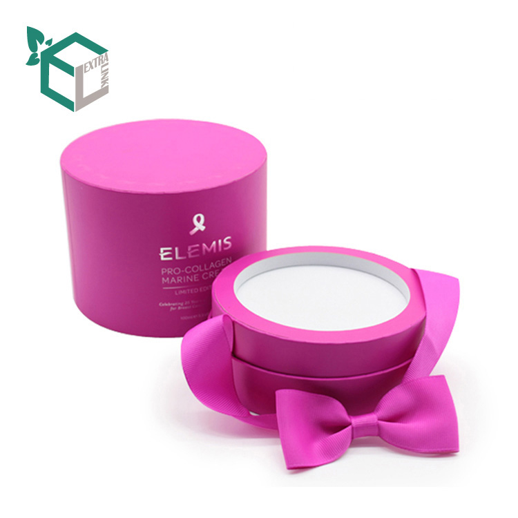 Luxury Pink Round Paper Candle Box With Ribbon