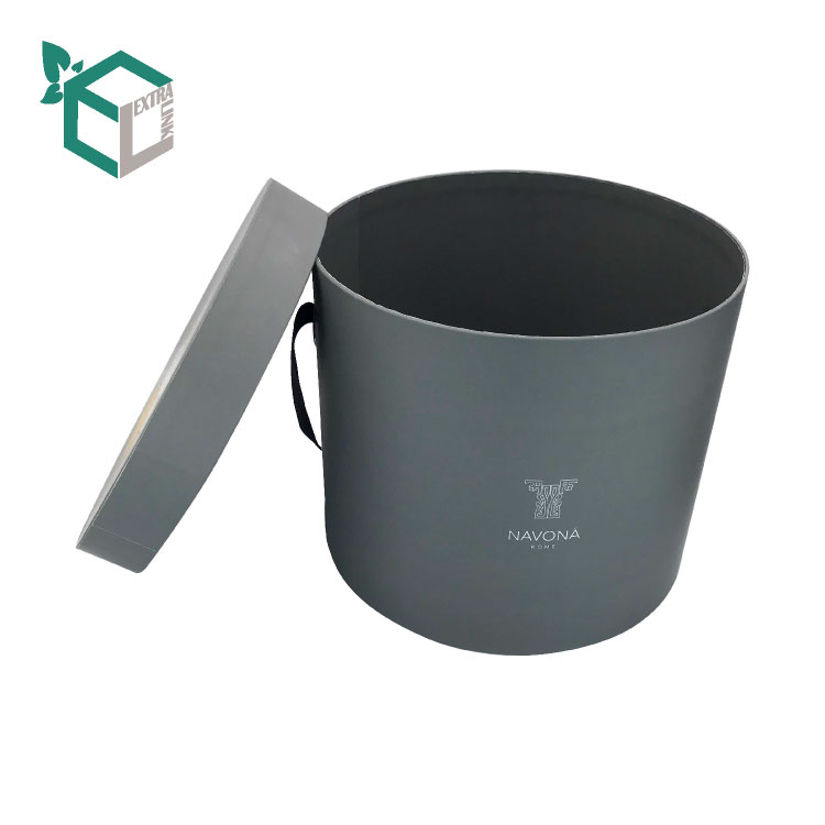 Grey Custom Large Hat Box Paper Tube With Handle