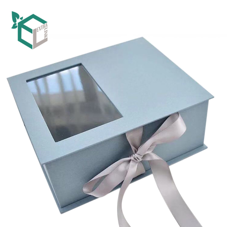 Ribbon & PVC Window Paper Gift Box With Magnet Closure For Flower