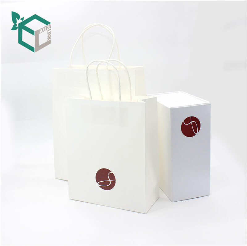 Wholesale High Quality Printed White Kraft Paper Shopping Bag