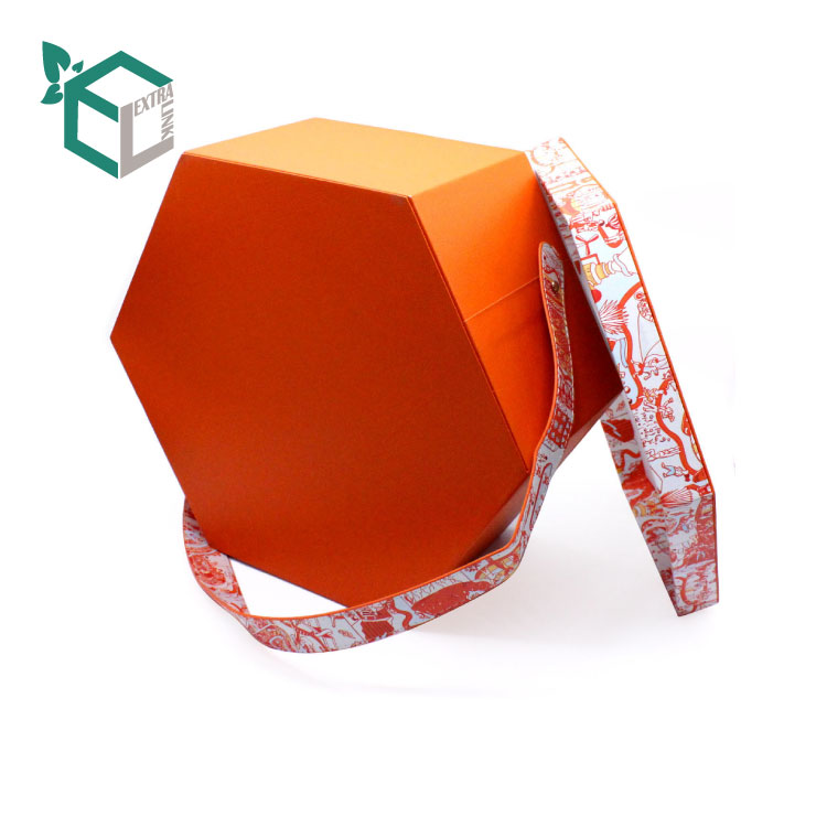 Handmade Custom Logo Hexagon Empty EVA Cardboard Paper Packaging Box With Handle