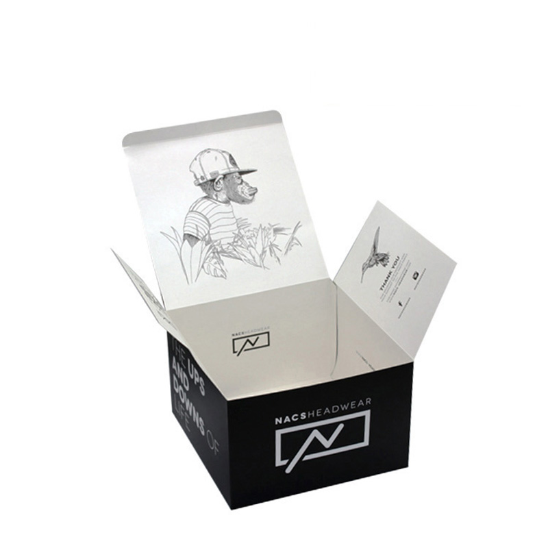 Custom Design Logo Black Folding Paper Baseball Cardboard Hat Box