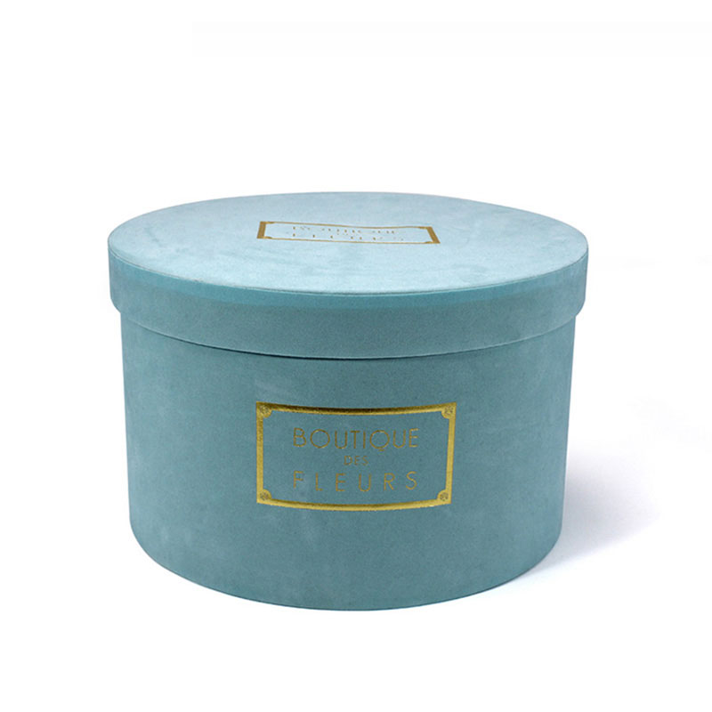 Eco Friendly Paper with Lid Cylinder Velvet Round Flower Box