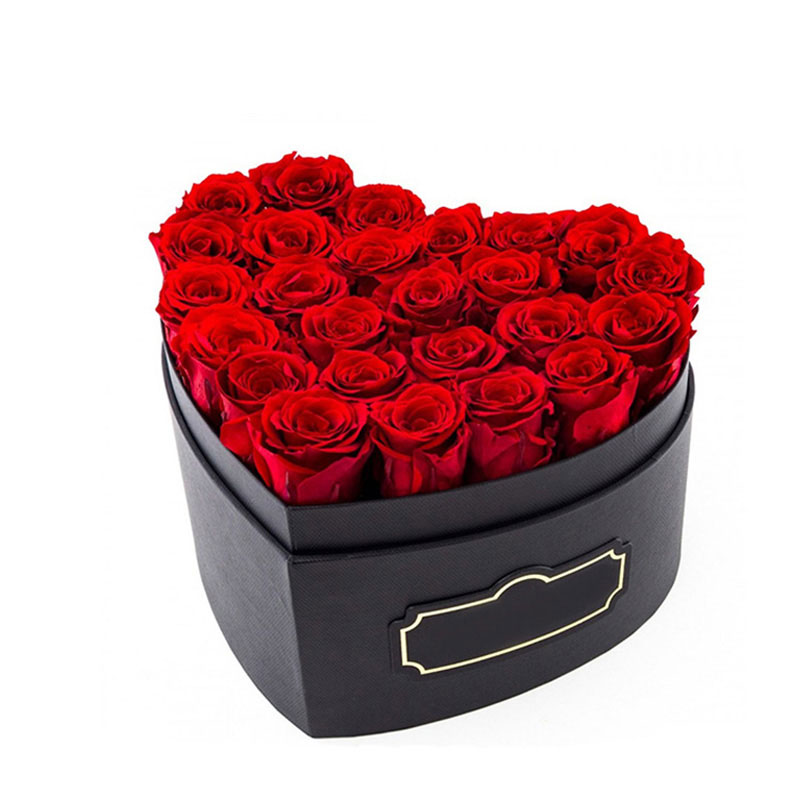 Elegant with Lid Heart Shape Black Paper Gift Flower Box Rose