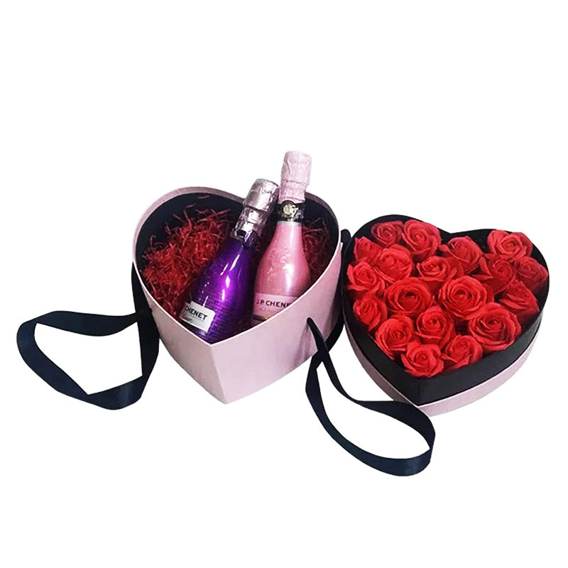 Elegant with Lid Heart Shape Black Paper Gift Flower Box Rose