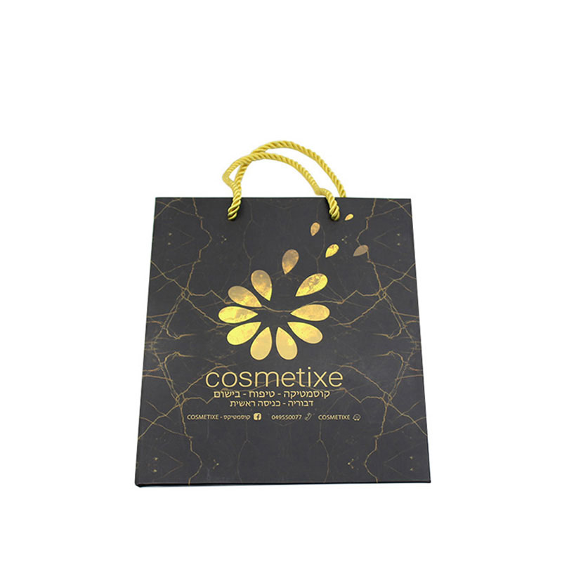 Elegant with Portable Rope Black Paper Marble Gift Bag