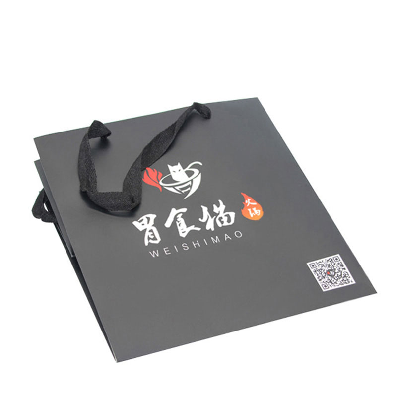 Handmade Custom Large Black Paper Fitness Food Paper Bag