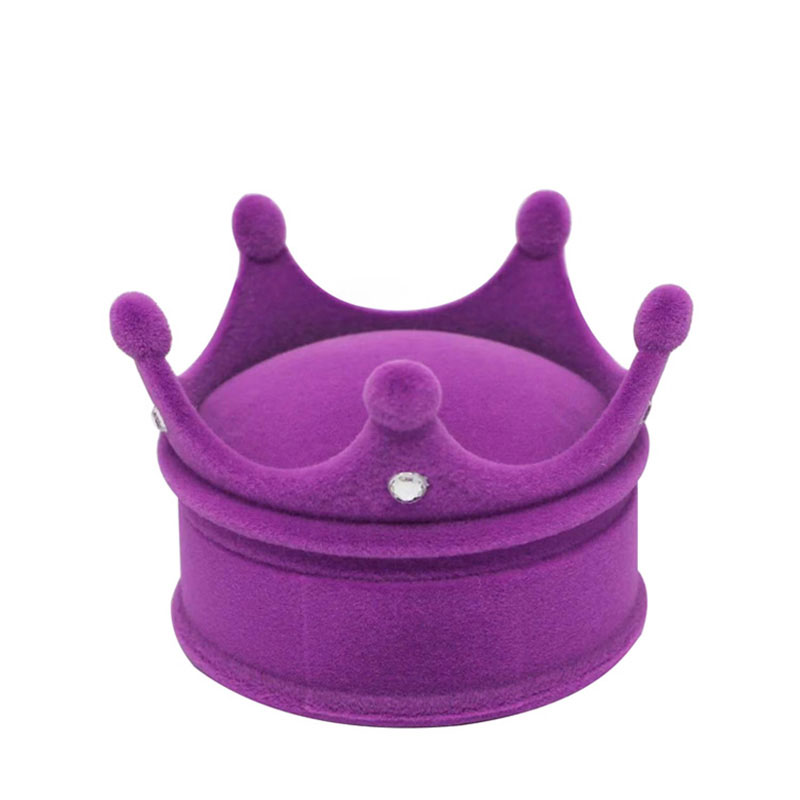 Factory Price Unique Crown Shape Velvet Ring Jewelry Box
