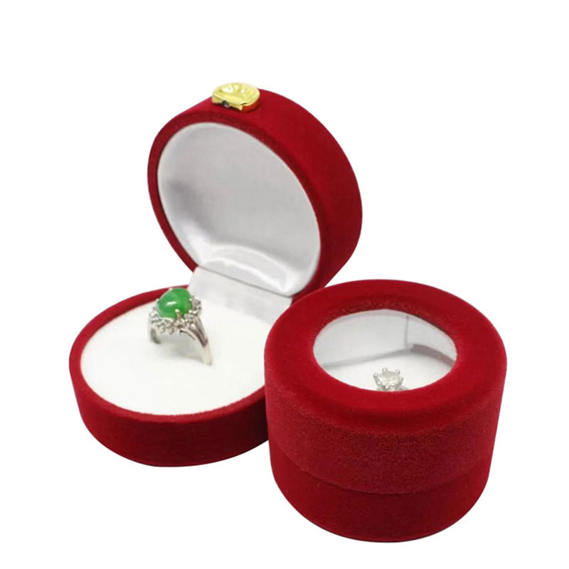 Luxury Custom Red Cylinder Engagement Velvet Ring Box