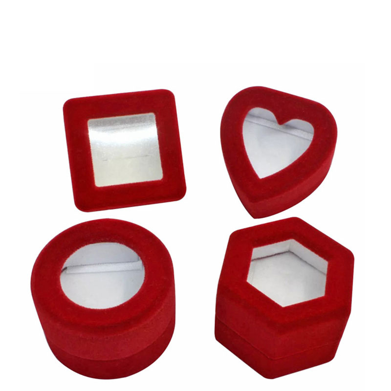 Luxury Custom Red Cylinder Engagement Velvet Ring Box