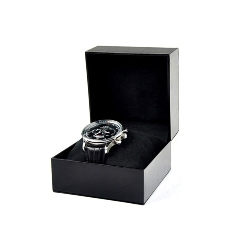 Handmade Custom Design Black Paper with Lid Single Watch Box