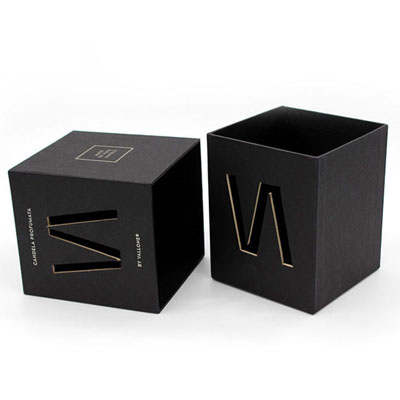 Luxury Cardboard Paper With Lid Shipping Black Candle Gift Box