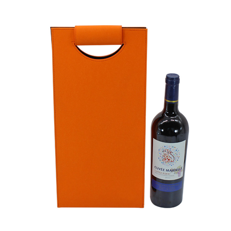 Custom Reticule/Handle Leather Storage Two Bottle Wine Gift Bag