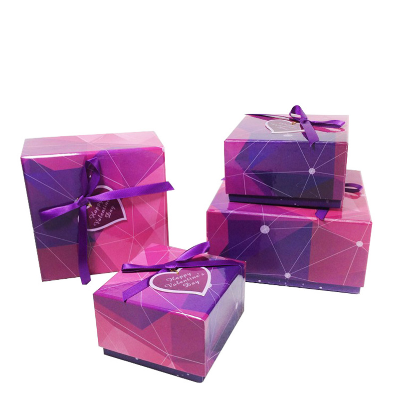 Accept Custom With Ribbon Engagement Paper Gift Box Packaging Box