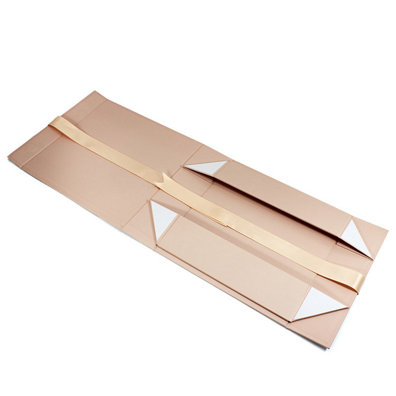 Luxury Cardboard With Ribbon Magnetic Foldable Packaging Box