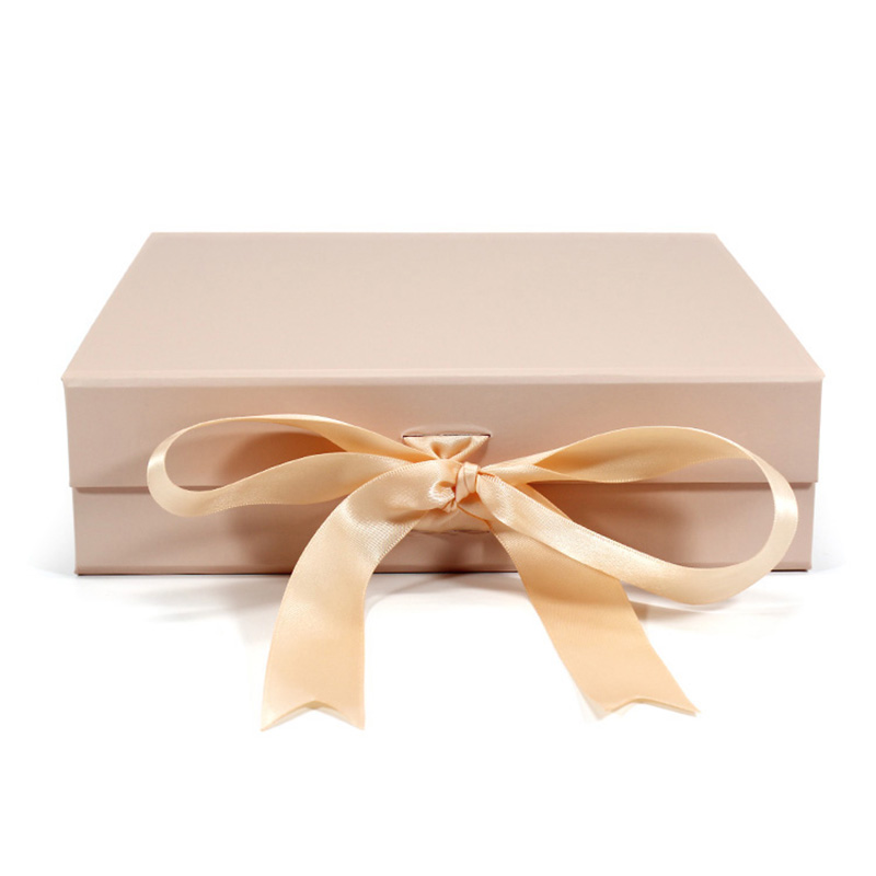 Luxury Cardboard With Ribbon Magnetic Foldable Packaging Box