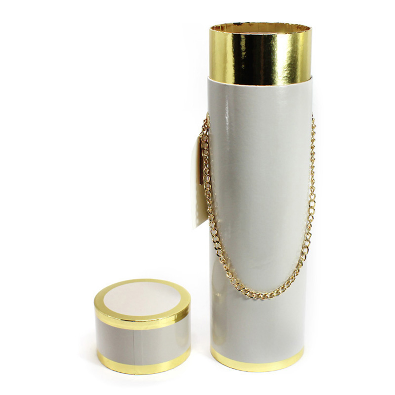 White Cylinder Round Paper Dimensions Packaging Box For Wine