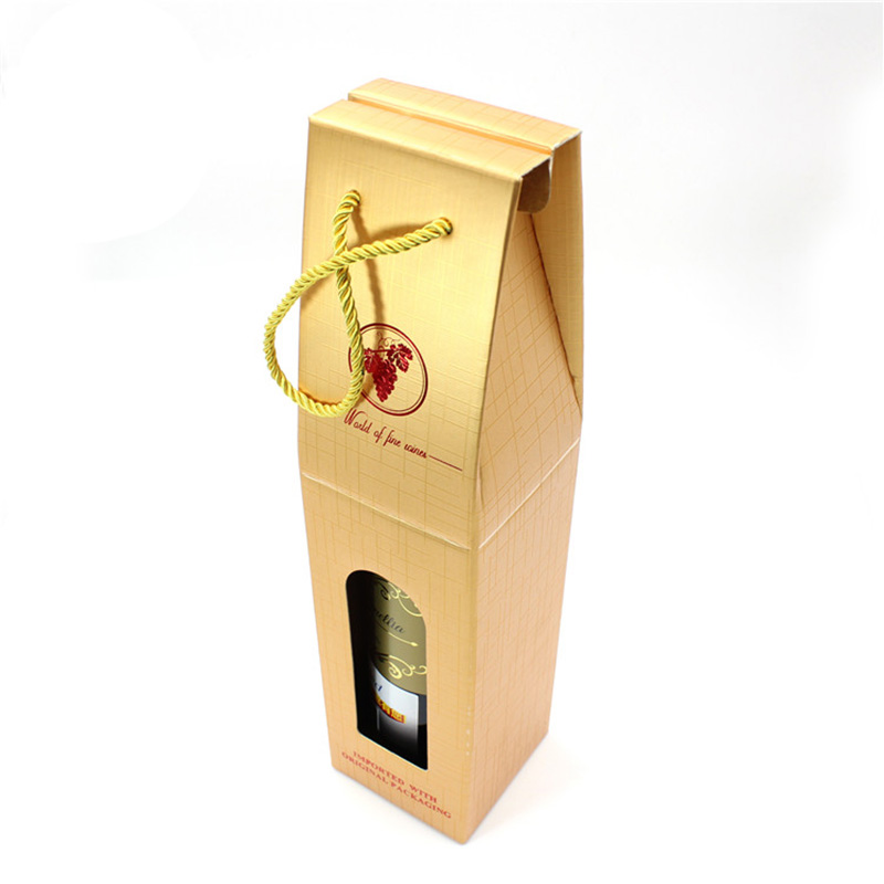 Factory Price Paper Suitcase Golden Wine Box With Handle