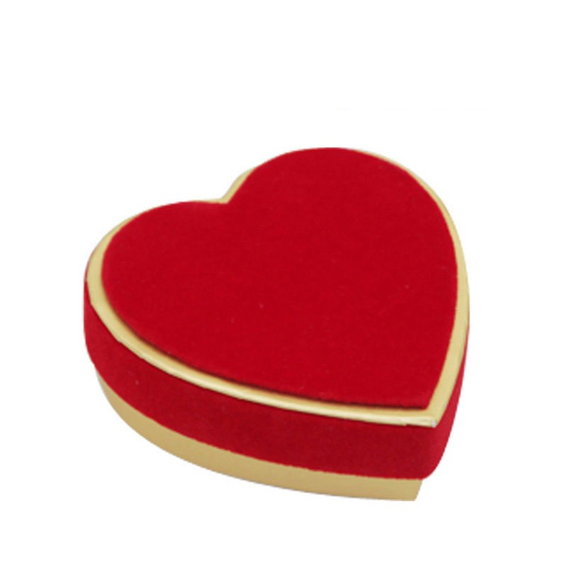 Wedding Flocking Velvet Red Heart Shaped Chocolate Truffles Box