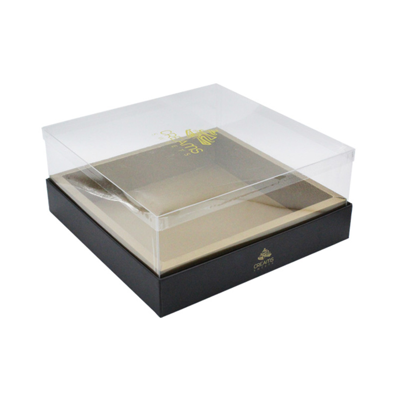 Custom Square Cardboard With PVC Lid Cake Packaging Boxes