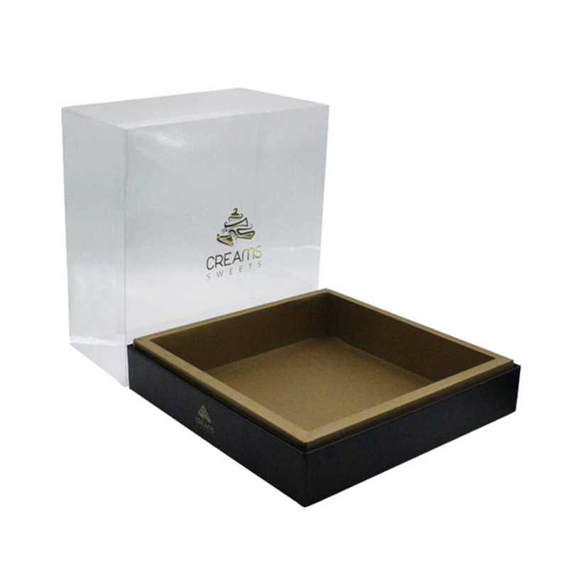 Custom Square Cardboard With PVC Lid Cake Packaging Boxes
