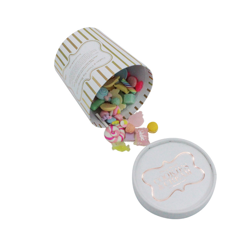 Luxury White Paper Cylinder Gift Candy Sweet Packing Box