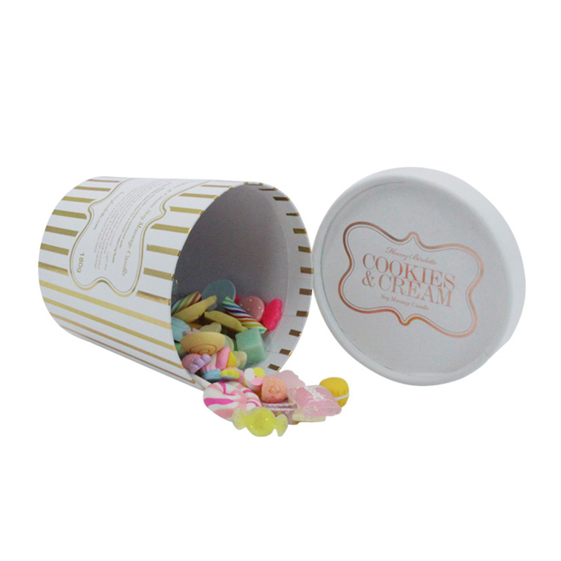Luxury White Paper Cylinder Gift Candy Sweet Packing Box