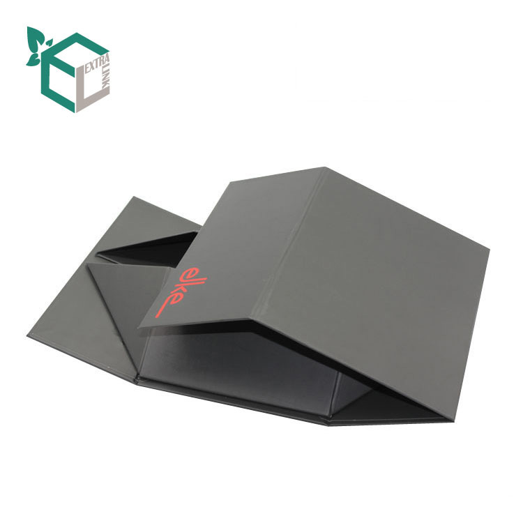 Custom Luxury Black Cardboard Rigid Paper Packaging Foldable Collapsible Gift Box