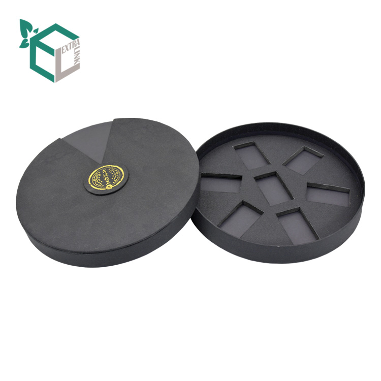 Custom Black Fancy Paper Candy Luxury Paper Round Box with Drawer
