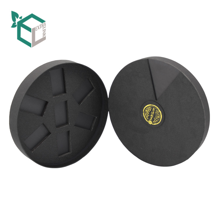 Custom Black Fancy Paper Candy Luxury Paper Round Box with Drawer