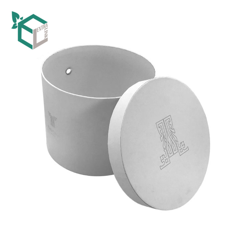 Custom White Soft Touch Film Large Hat Round Box With Ribbon Handle