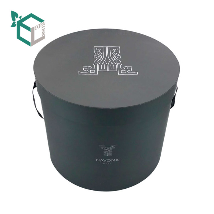 Grey Custom Large Hat Box Paper Tube With Handle