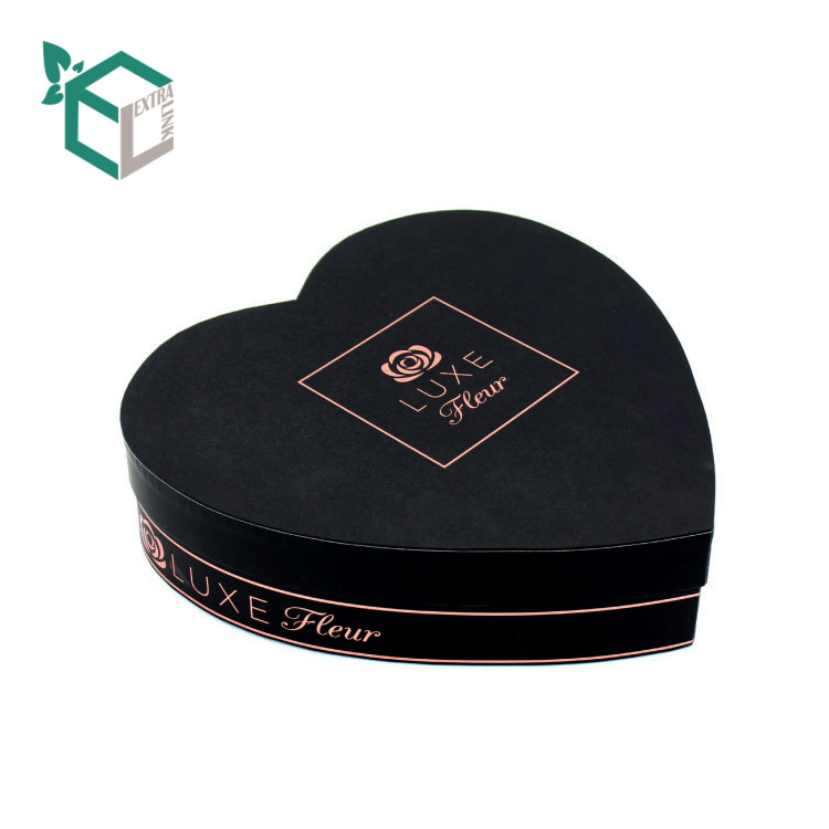 Black Heart Shape Flower Box With Luxury Material