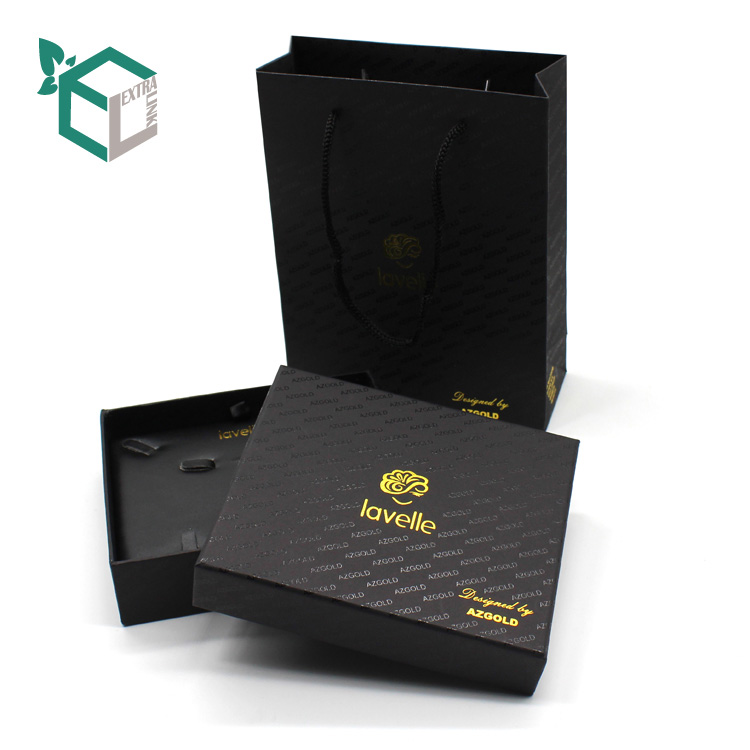 Luxury Black Hot Stamping Paper Necklace Packaging Box