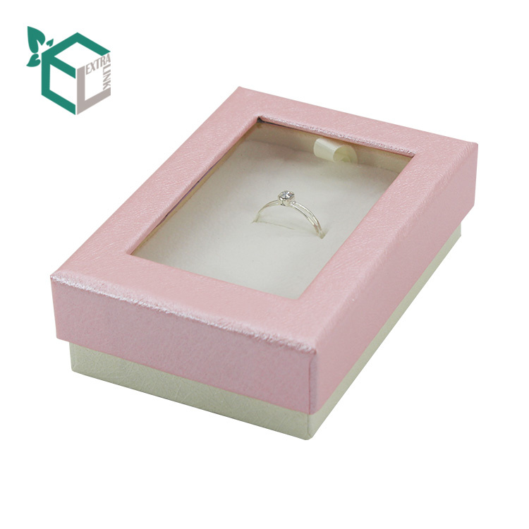 Paper Pink Gift Box For Jewellery With Display Window