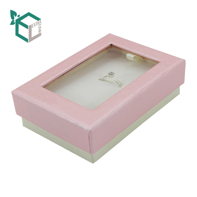 Paper Pink Gift Box For Jewellery With Display Window