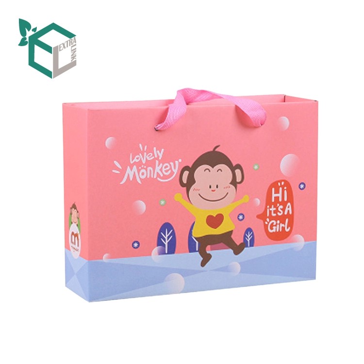 Customized Printing Cartoon Paper Shopping Bag For Baby Clothes