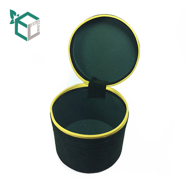 Unique Design Green Velvet Watch Paper Tube Box With Zipper