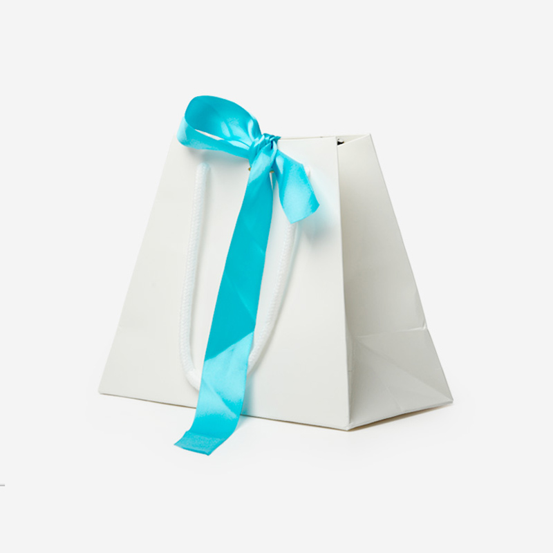 White Custom Printed Jewelry Shopping Paper Bags with Silk Bowknot