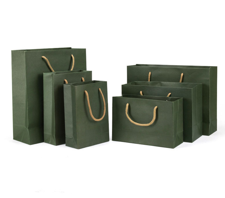 Custom Size High End Packaging Green Shopping Bag For Jewelry Shop