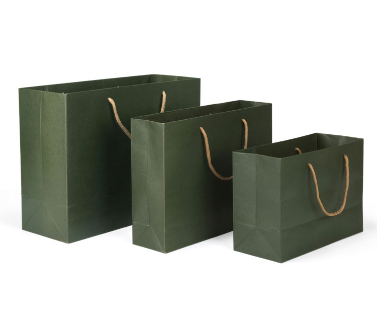 Custom Size High End Packaging Green Shopping Bag For Jewelry Shop