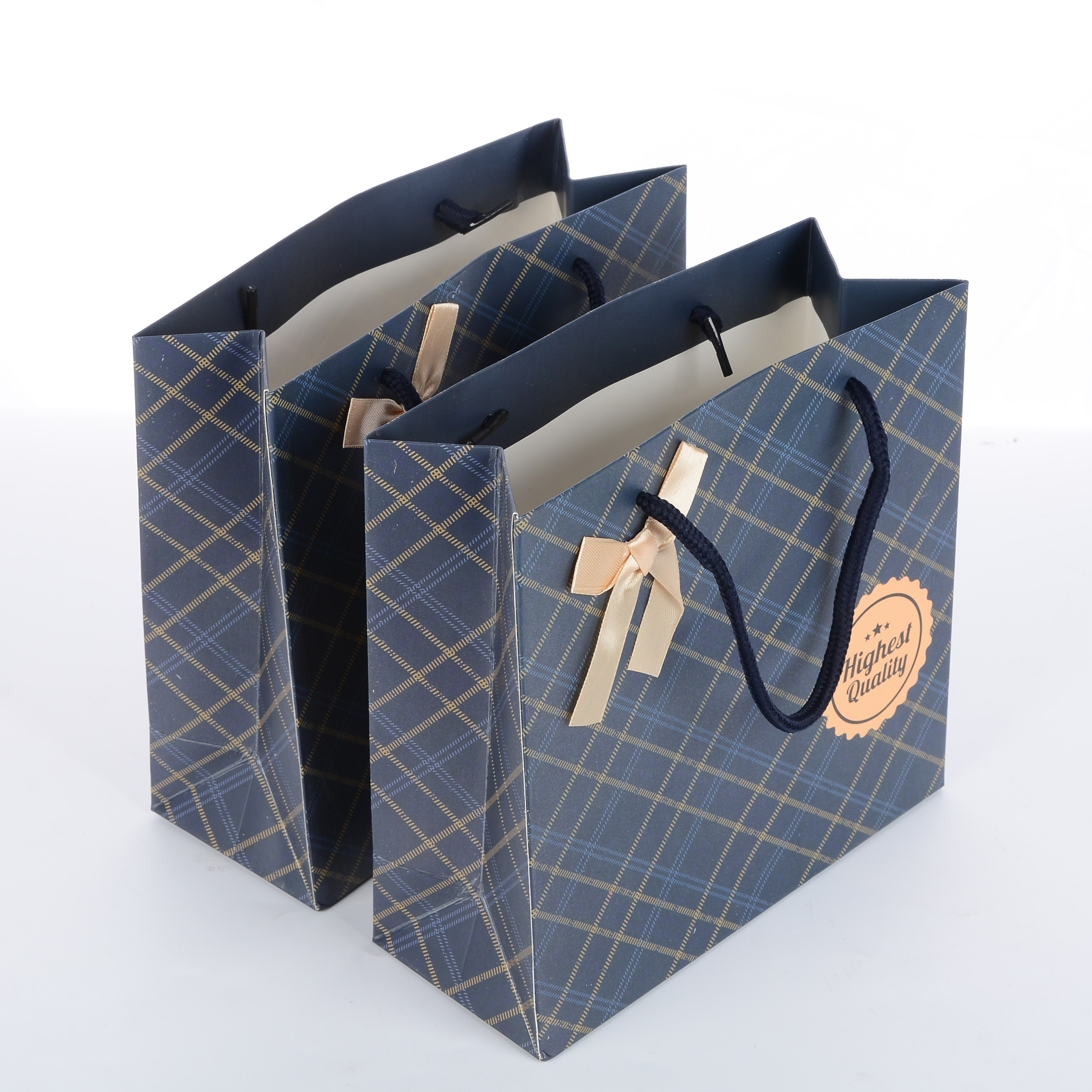 Factory Custom Environmental Printed Tartan Design Shopping Art Paper Bag