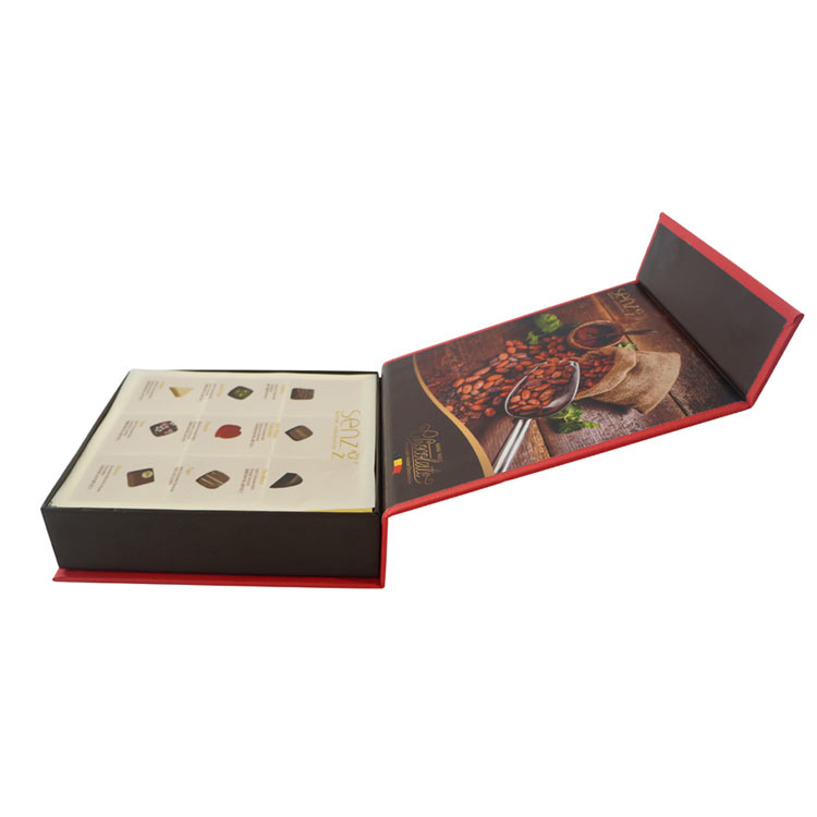 Custom Fancy Elegant Luxury Magnetic Rigid Truffle Chocolate Paper Gift Packaging Box With Paper Divider