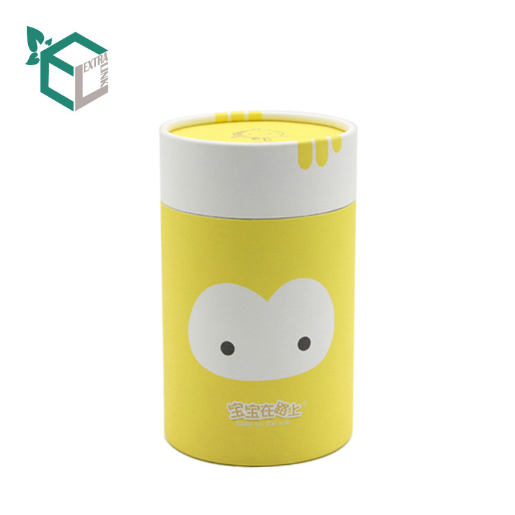 High Quality Recycle Material Yellow Printing Cute Tube Paper Packaging