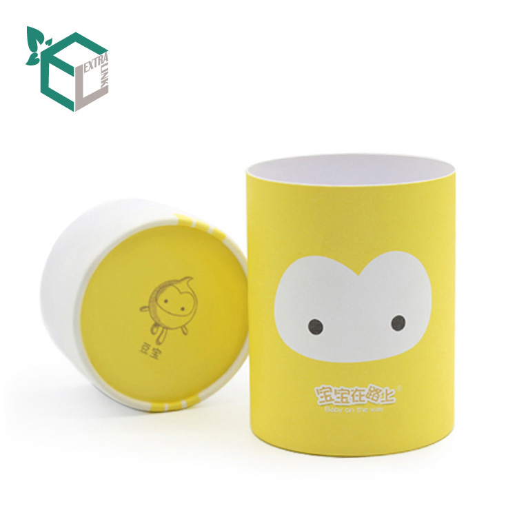 High Quality Recycle Material Yellow Printing Cute Tube Paper Packaging